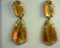 Kendra Scott Camry Enamel Statement Earrings Gold Marbled Amber Illusion