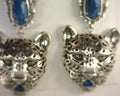 Kendra Scott Maura Jaguar Statement Earrings Vintage Silver Verigated Indigo