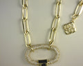 Kendra Scott Emery Link Chain Necklace Gold White Crystal