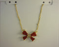 Kendra Scott BLair Bow Small Pendant Necklace Gold Bright Red Drusy