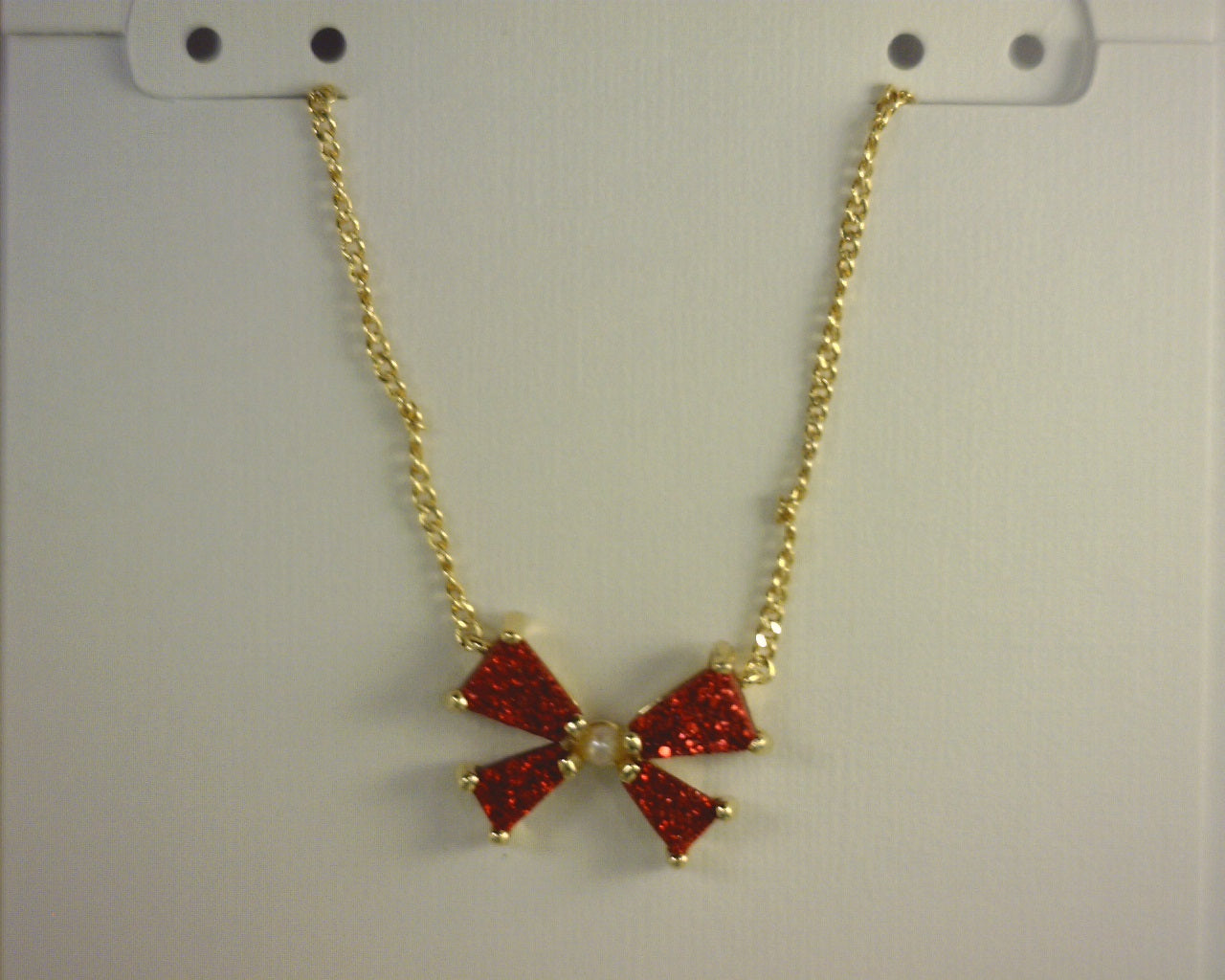 Kendra Scott BLair Bow Small Pendant Necklace Gold Bright Red Drusy