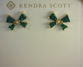 Kendra Scott Blair Bow Small Stud Earrings Gold Emerald Drusy