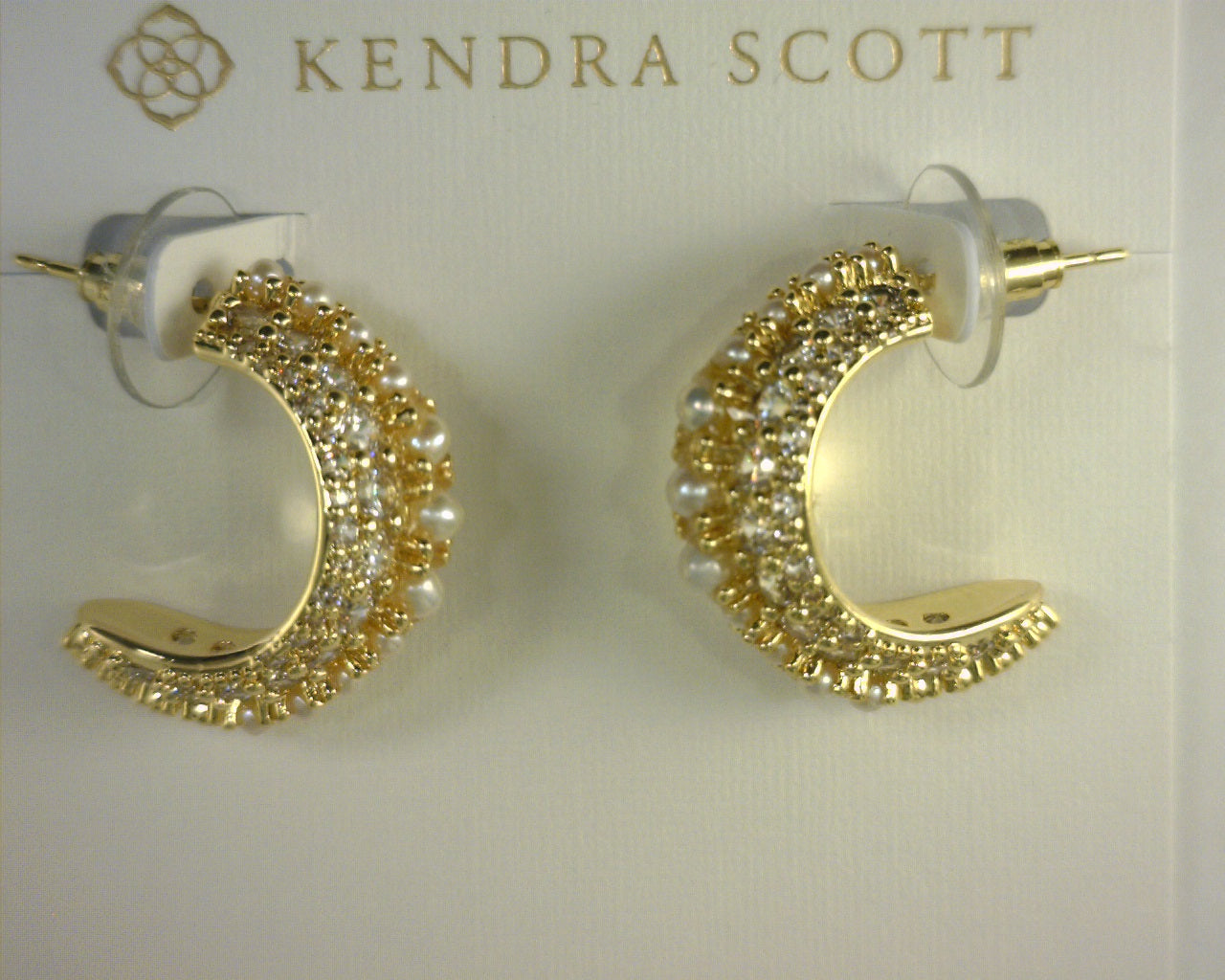 Kendra Scott Krista Hoop Earrings Gold White Mix