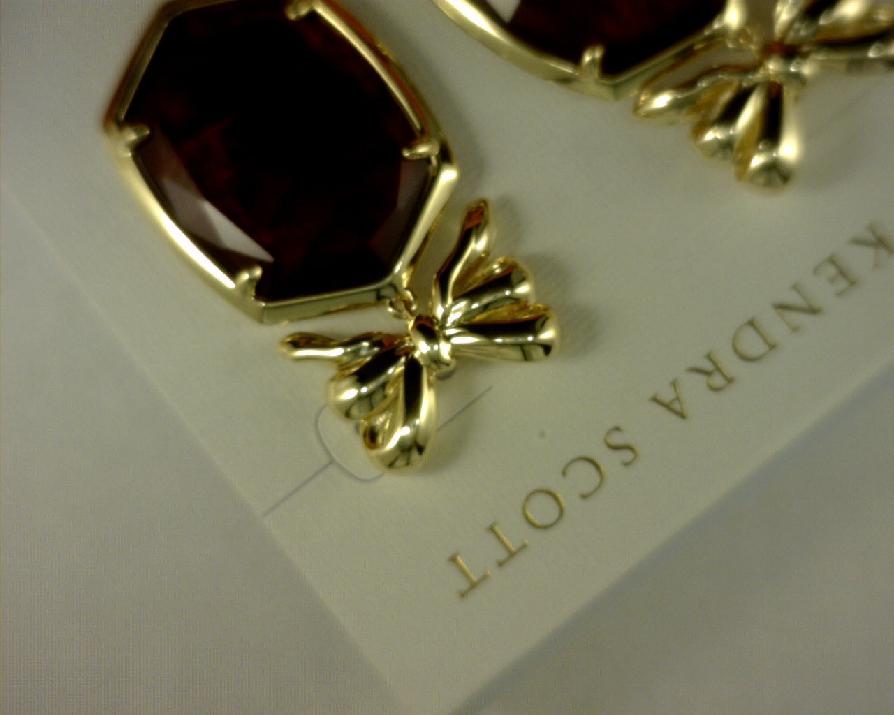 daphne bow drop ear gold burgundy illusion