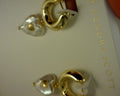 sasha heart huggie ear gold freshwater pearl