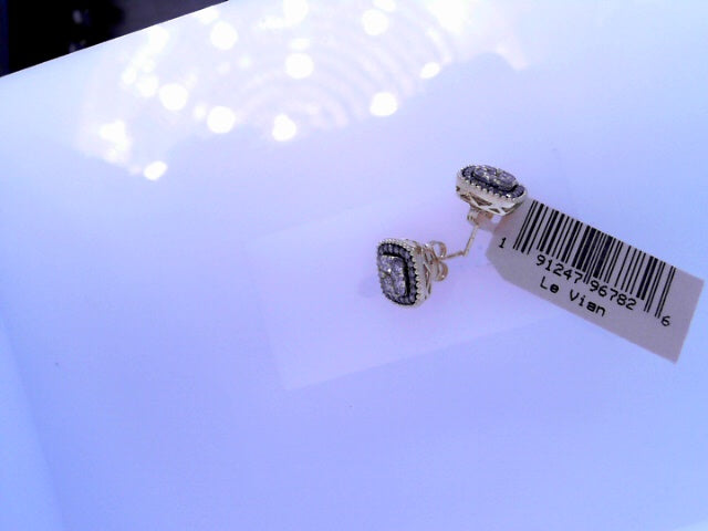 LEVIAN 14K Y/G DIAMOND EARRINGS 1.06CTTW