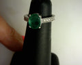 Lady's White 10 Karat Fashion Ring With 1.80Tw Oval Emeralds And 0.25Tw Round Diamonds