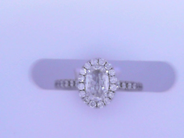 Diamond Oval Ring .89cttw 14K White Gold <br>Center .49ct