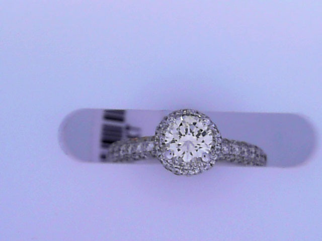 Diamond Solitaire Ring 1.28cttw 14K White Gold<br>Center.50ct