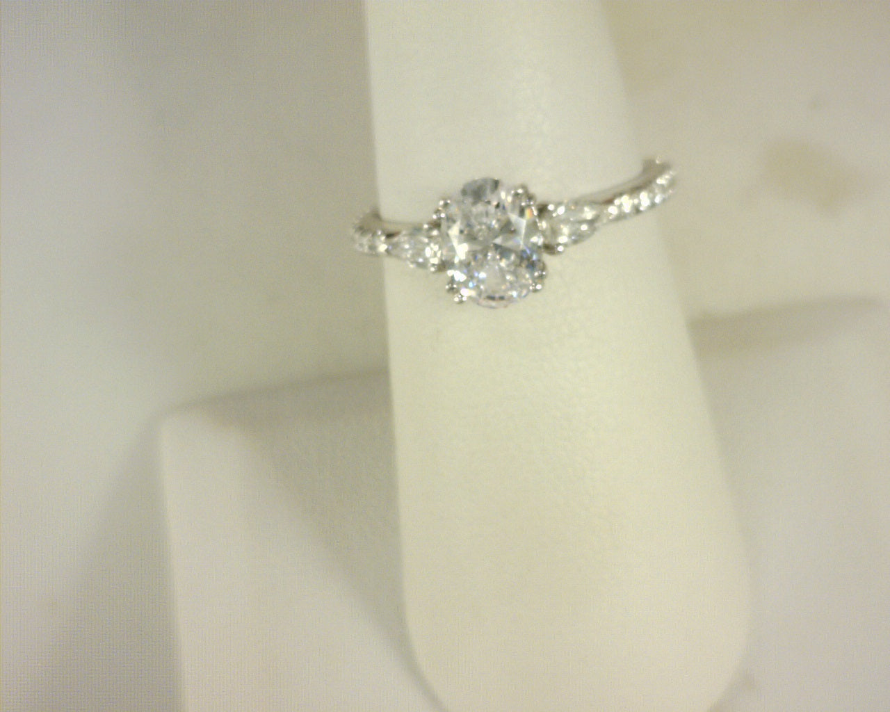 Diamond Ring .54cttw 19K White Gold<br>CZ Center