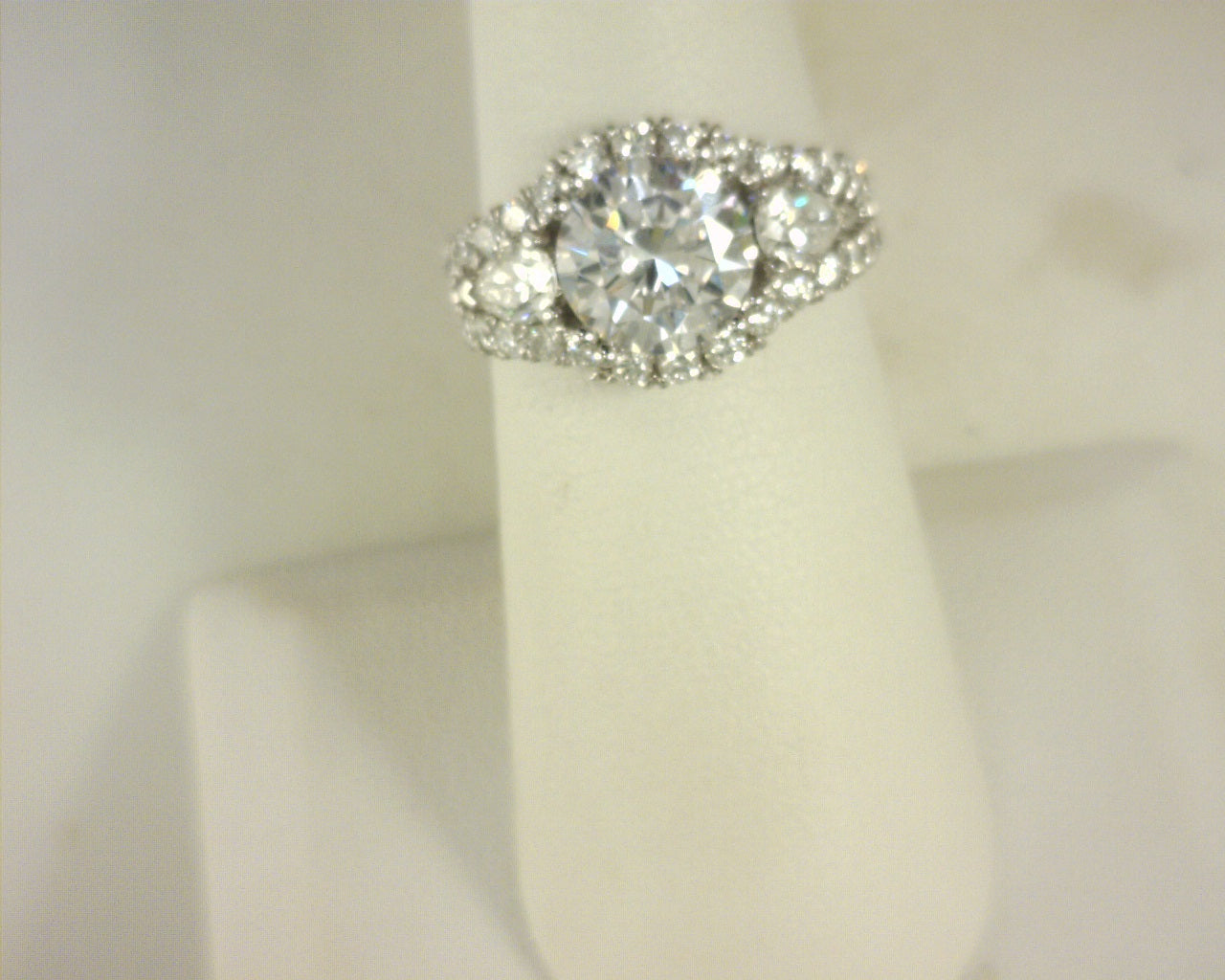 Diamond Ring 1.37cttw 19K White Gold <br>CZ Center