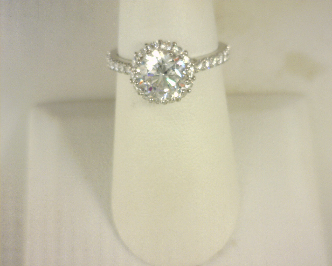 Diamond Ring .73cttw 19K White Gold<br>CZ Center