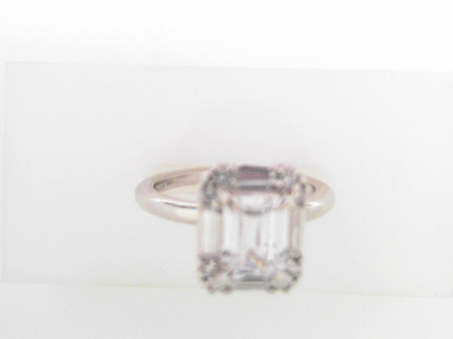 Gabriel NY Cammie - Art Deco 14K White Gold Halo Emerald Cut Diamond Engagement Ring .45ct CZ Center S1778956