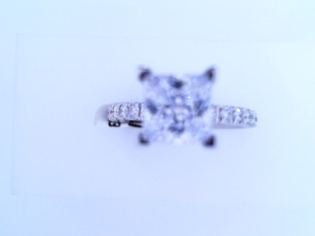 Gabriel NY Amira - 14K White Gold Princess Cut Diamond Engagement Ring .52cts CZ Center #S1778970