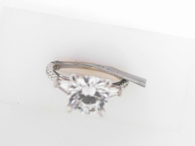 Gabriel NY Tierra - 14K White Gold Round 3 Stone Diamond Channel Set Engagement Ring CZ Center S1016057