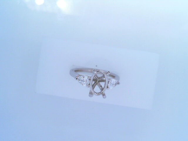 Gabriel 14k 3 stone Diamond ER .61ctw head size 10.5x7.0