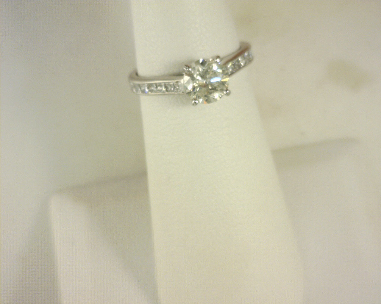 Diamond Solitaire Ring 1.36cttw 14K White Gold<br>Center .95ct