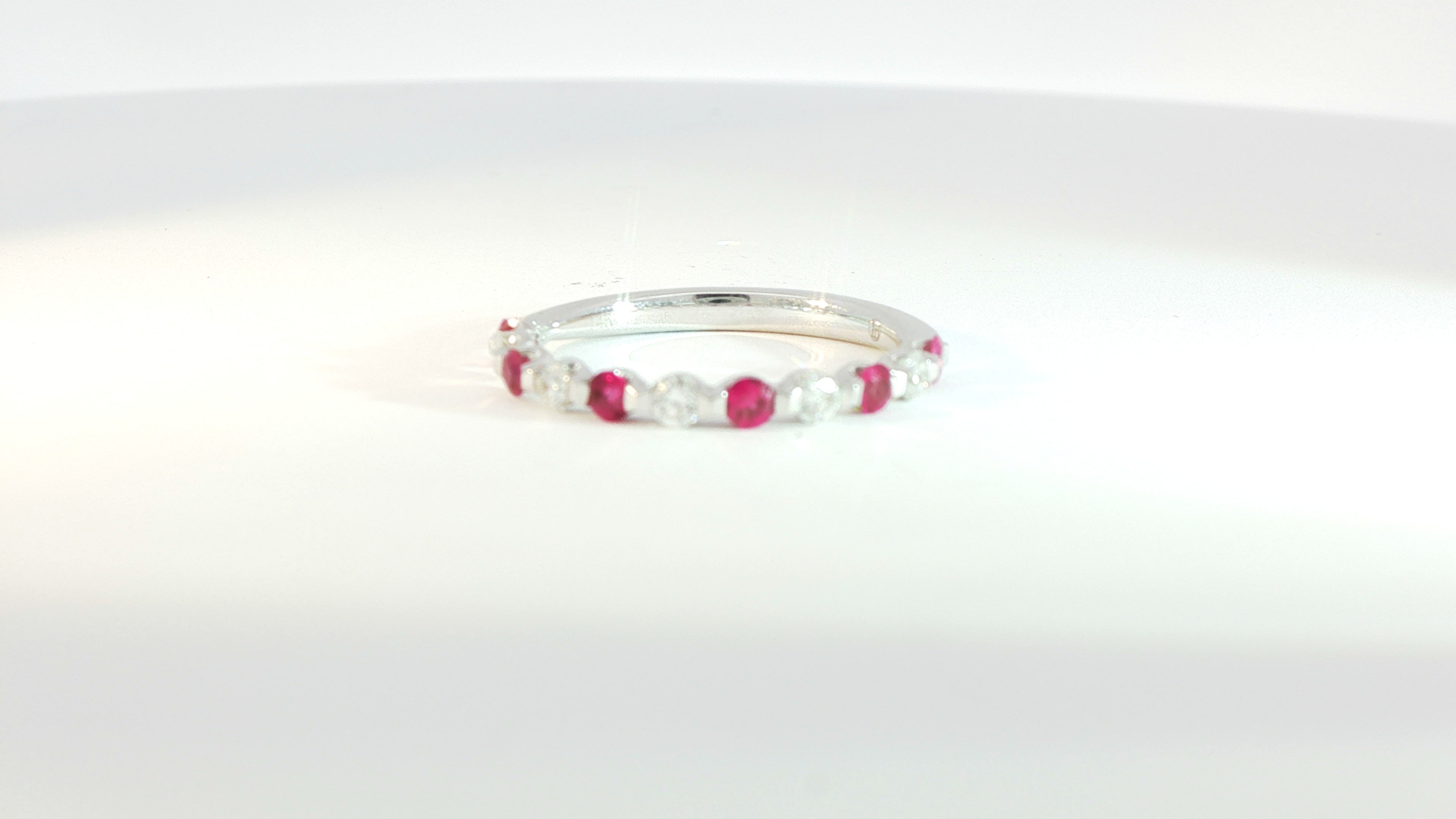 Diamond and Ruby Band 14K White Gold