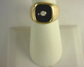 Diamond and Black Onyx Band 14K Yellow Gold