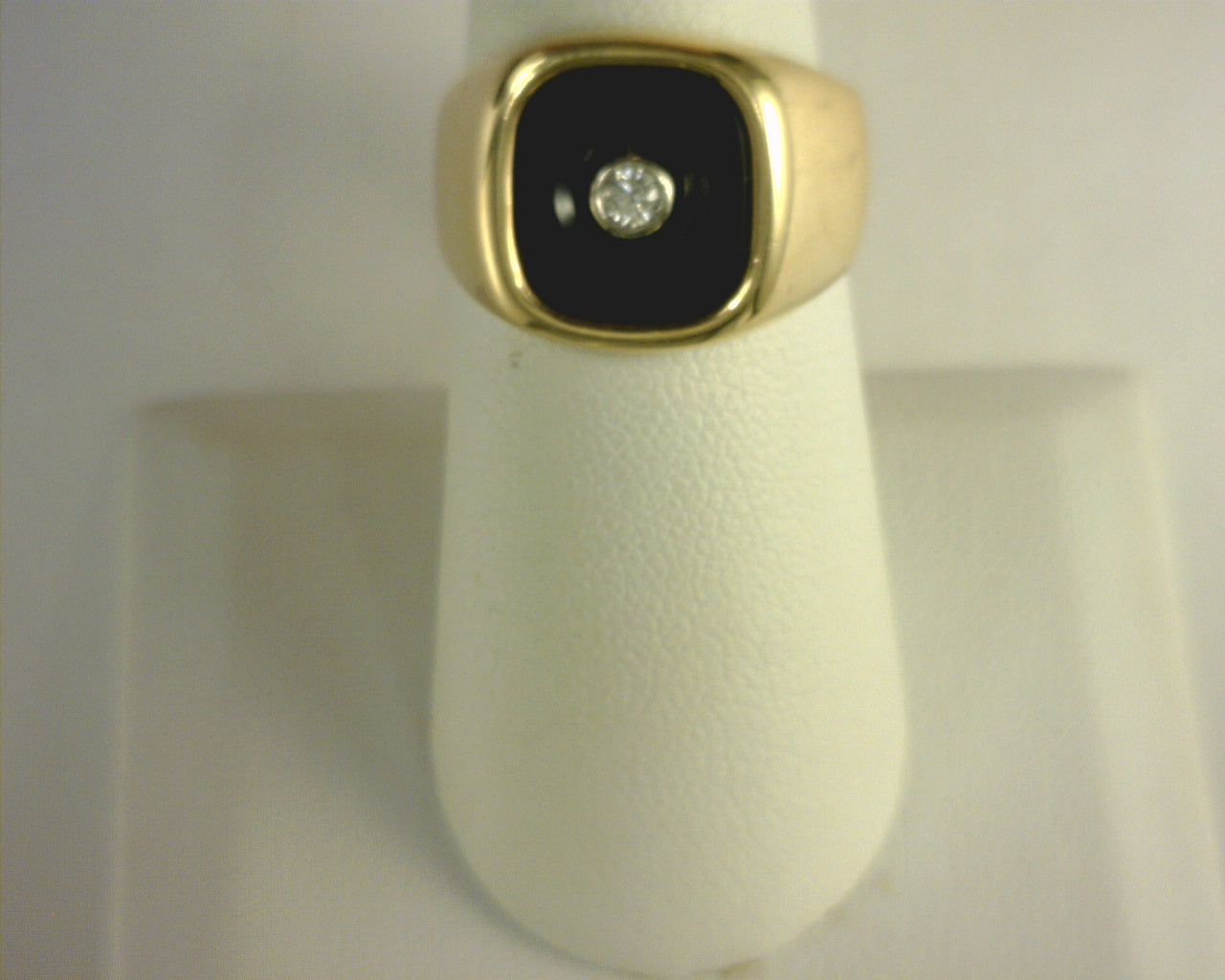 Diamond and Black Onyx Band 14K Yellow Gold