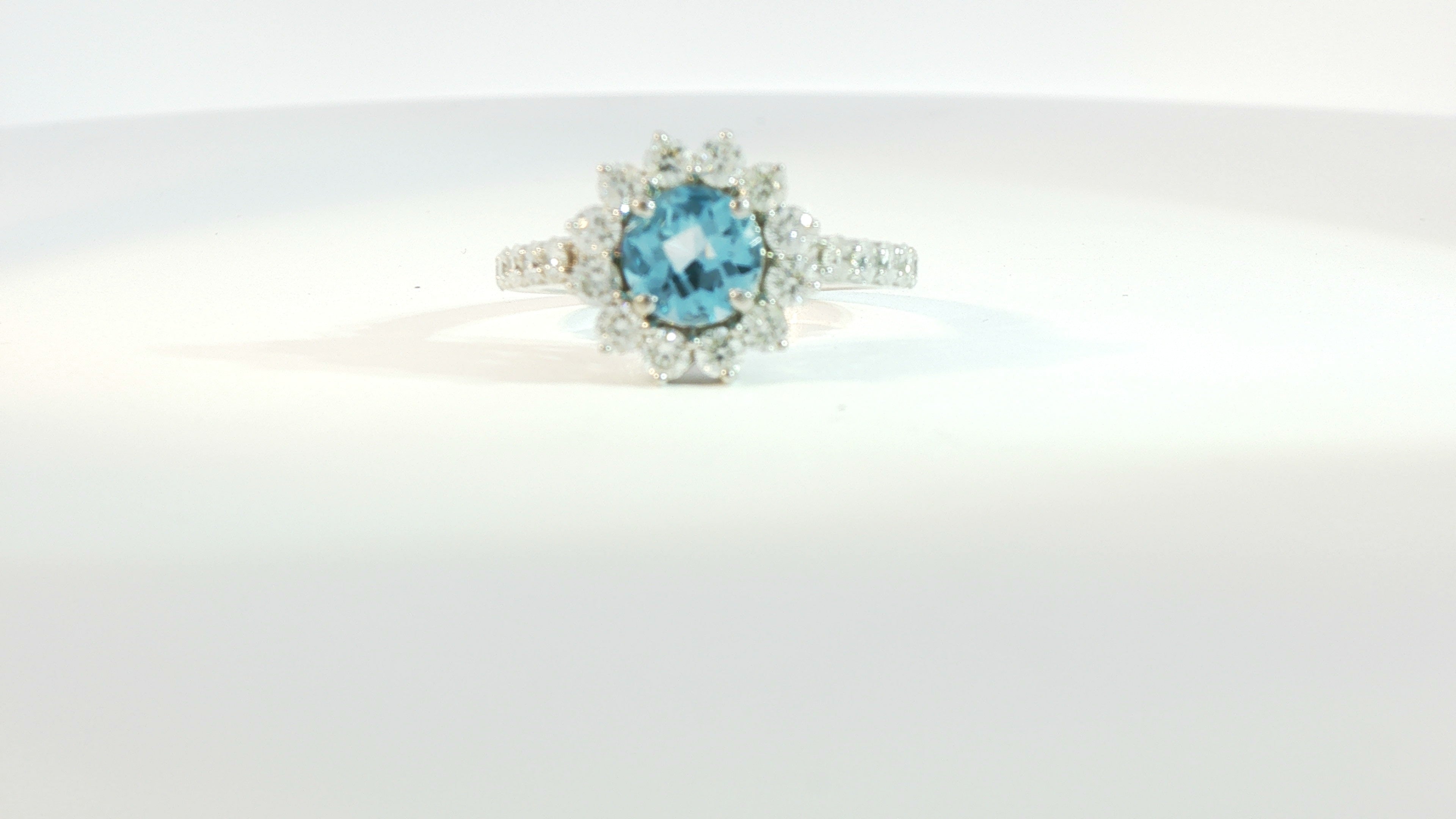 Diamond and Blue Topaz Ring .90ctw 14K White Gold