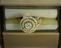 Lady's Yellow 14 Karat Cluster Fashion Ring Size 7 With 95=1.00Tw Round G/H Si2 Diamonds