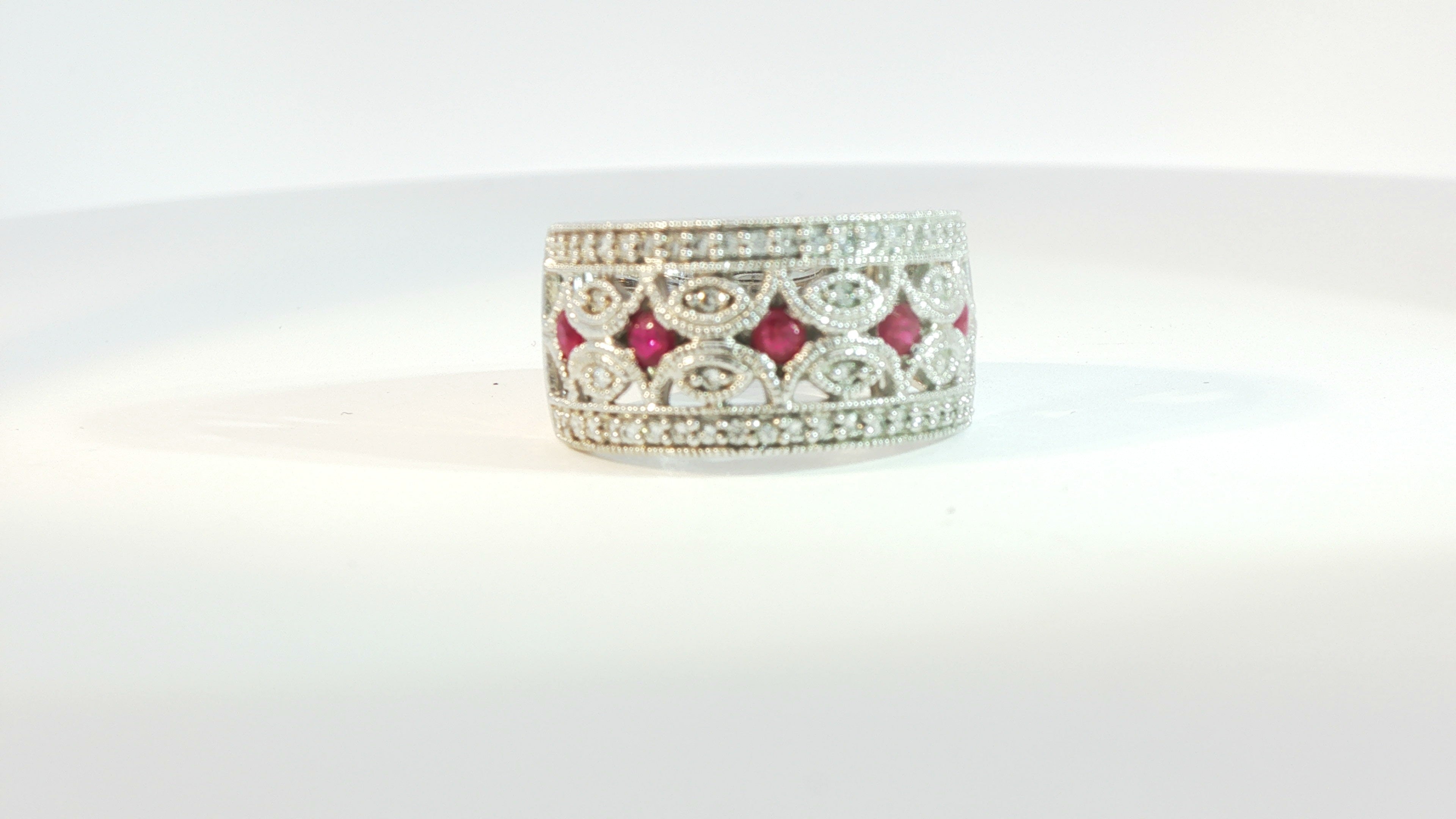 Diamond and Ruby Band .50ctw 14K White Gold