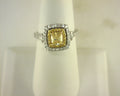 Diamond Fashion Ring 1.38cttw Platinum <br>Cushion .92ct SI2 Z<br>Diamonds .46ct SI2 F/G
