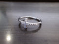 14k White Gold Sideways Diamond Cross Ring
