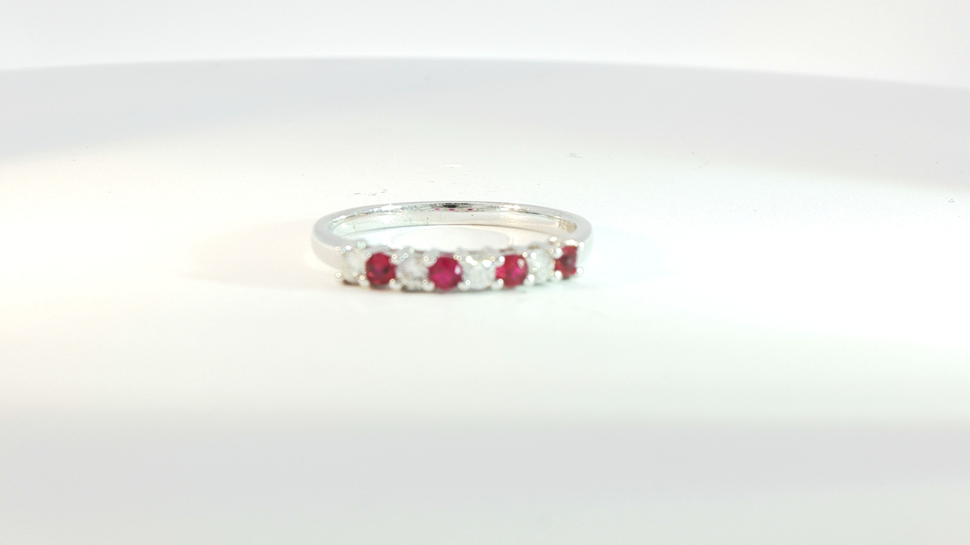 Diamond and Ruby Band 14K White Gold