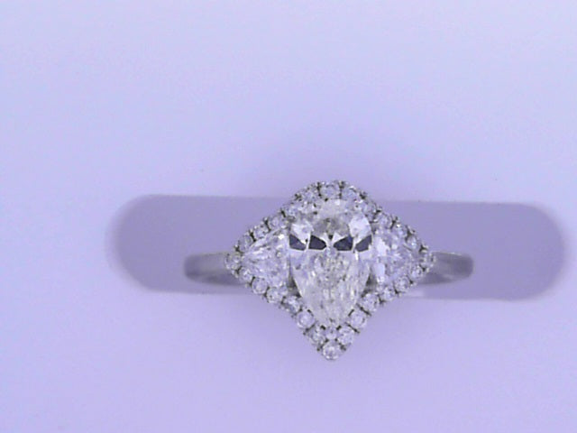 Diamond Pear Fashion Ring 1.38cttw 18K White Gold<br>Center .90ct