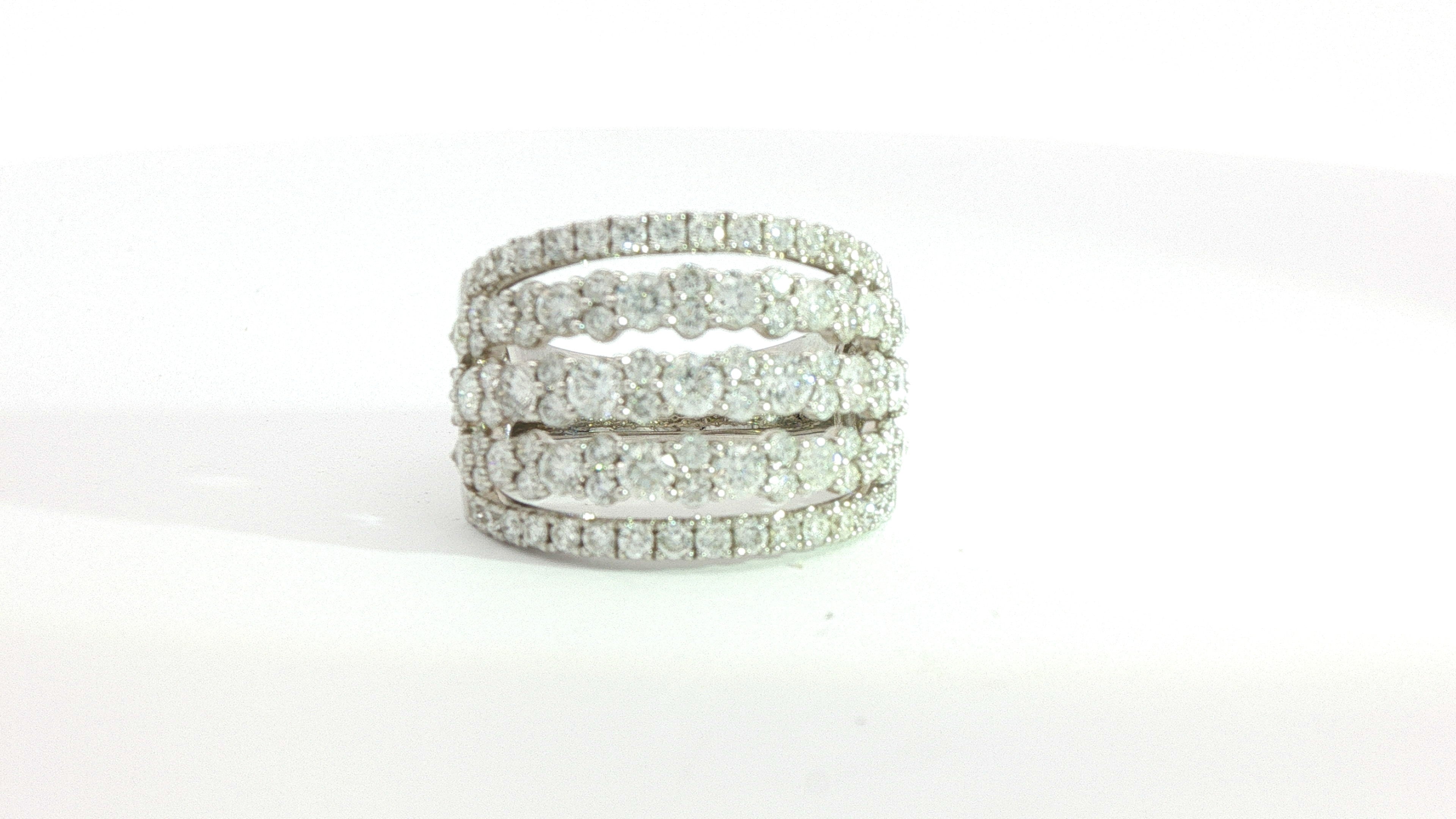 Diamond Fashion Ring 2.07cttw Round 18K White Gold
