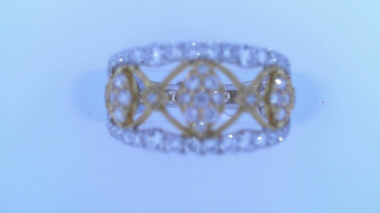 Diamond Fashion Ring .85cttw Round 18K yellow and white gold