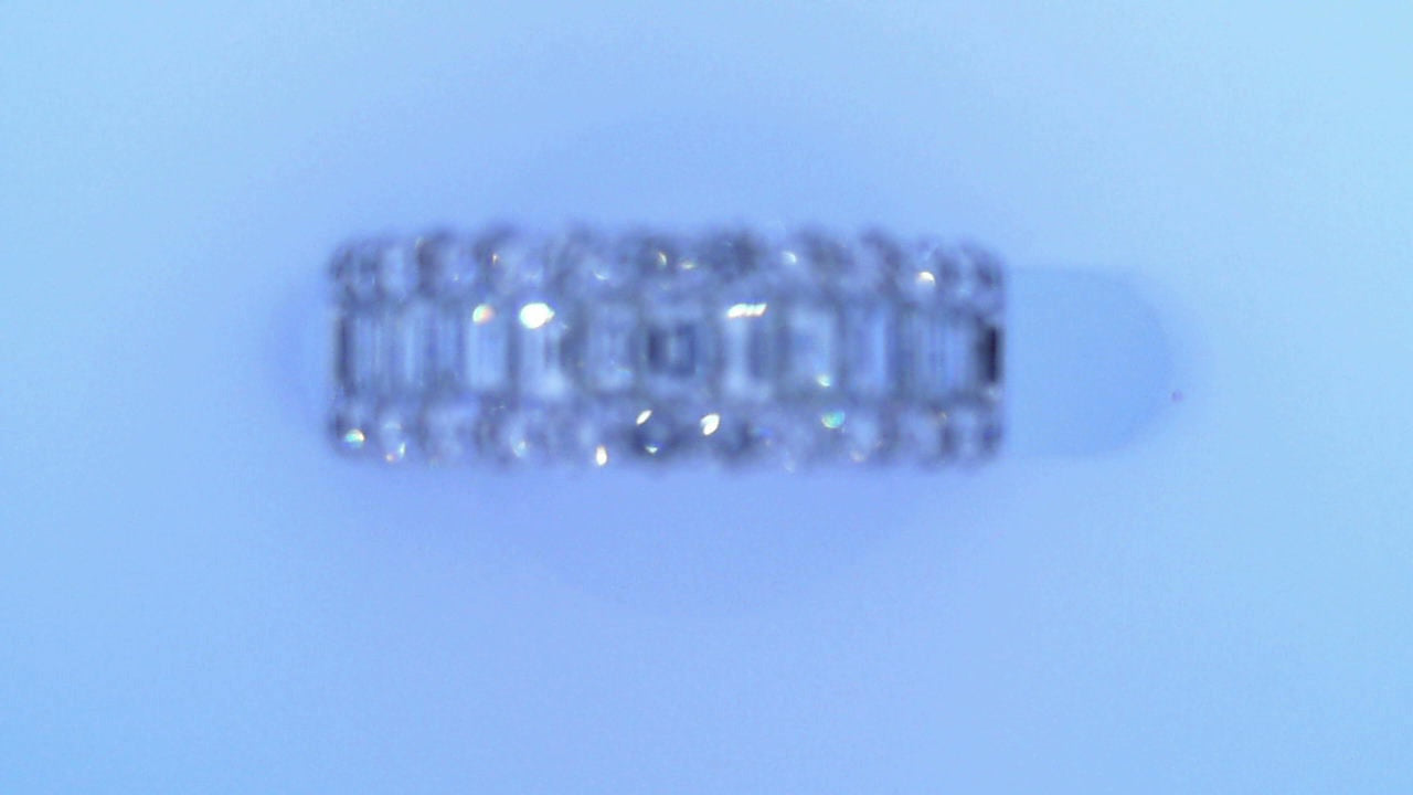 Diamond Fashion RIng 1.47cttw 14K White Gold<br>round .752ct<br>baguettes .727
