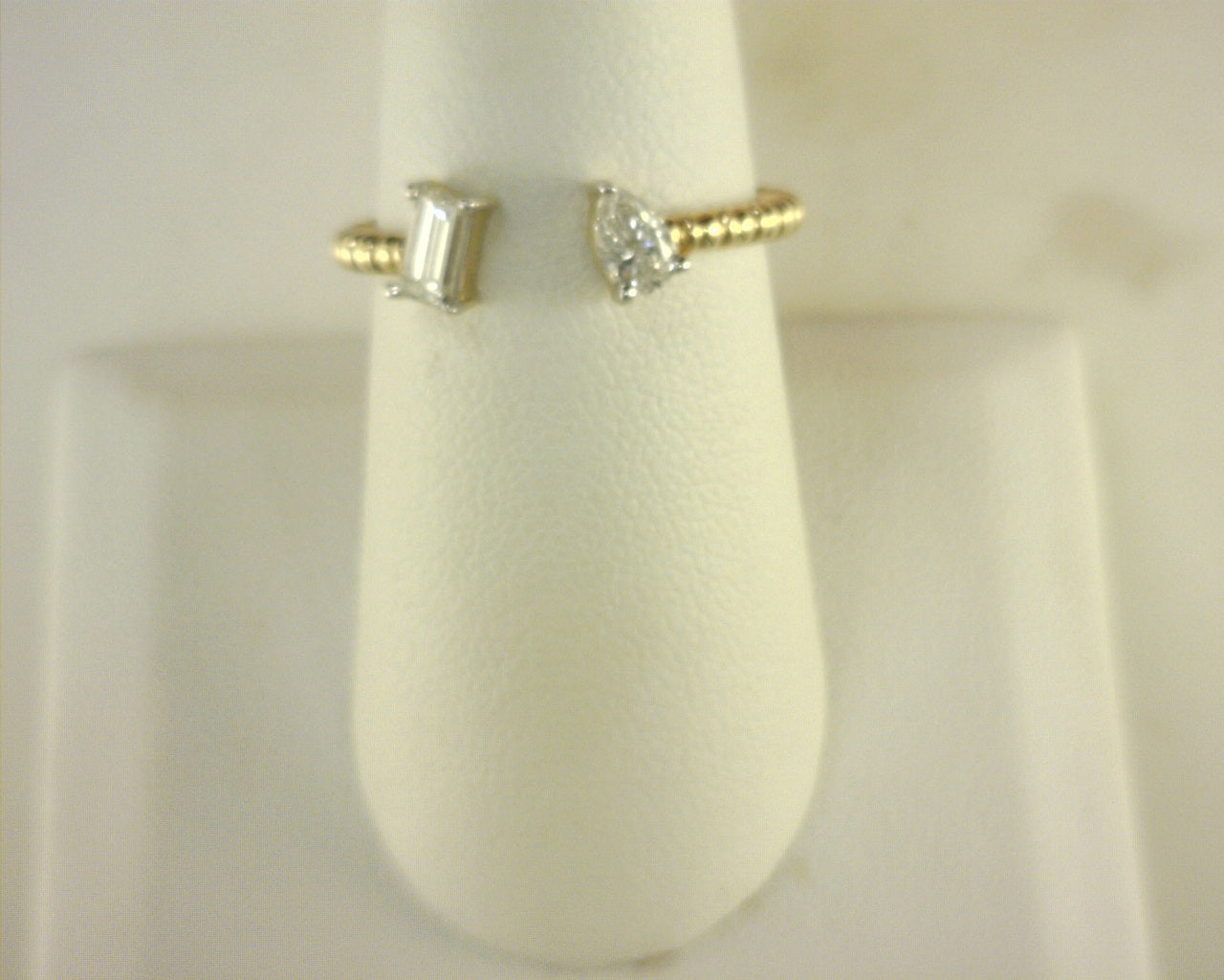 Diamond Fashion Ring .57cttw 14K <br>Baguette .32ct .25ct Pear