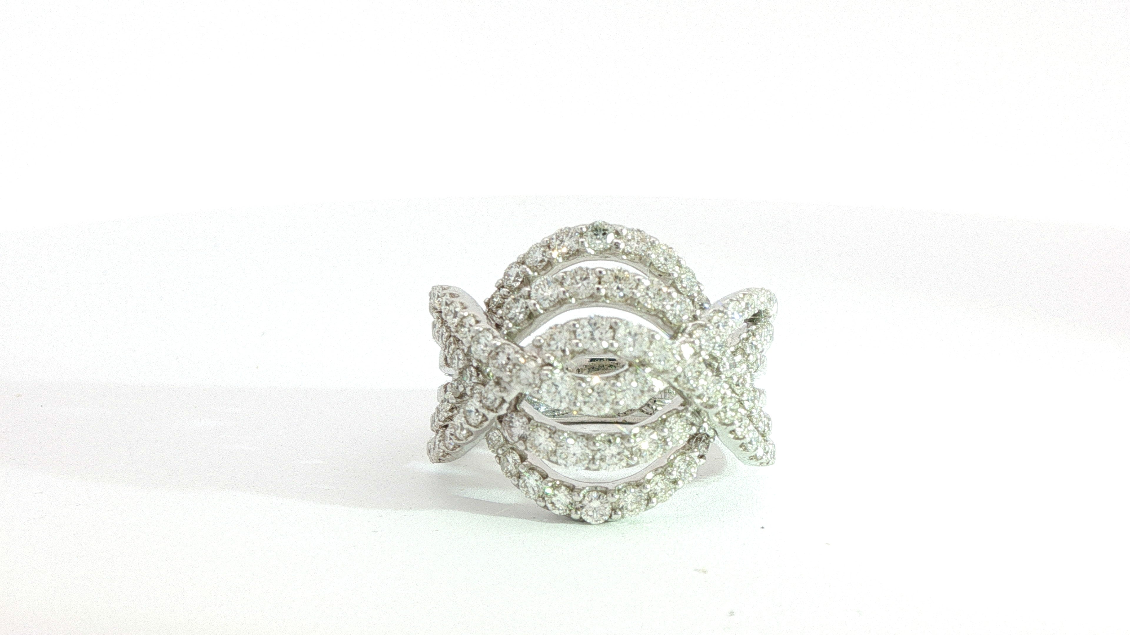 Diamond Fashion Ring 2.01cttw Round 14kt White Gold