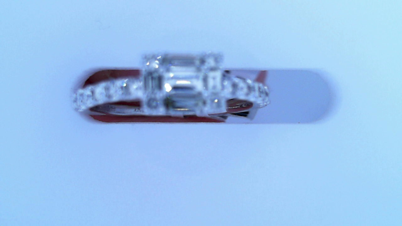 Diamond Fashion Ring .68cttw 14K White<br>Baguettes .303ct<br>Round .377ct