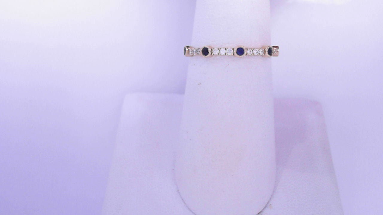Diamond and Sapphire Ring 14K Yellow Gold