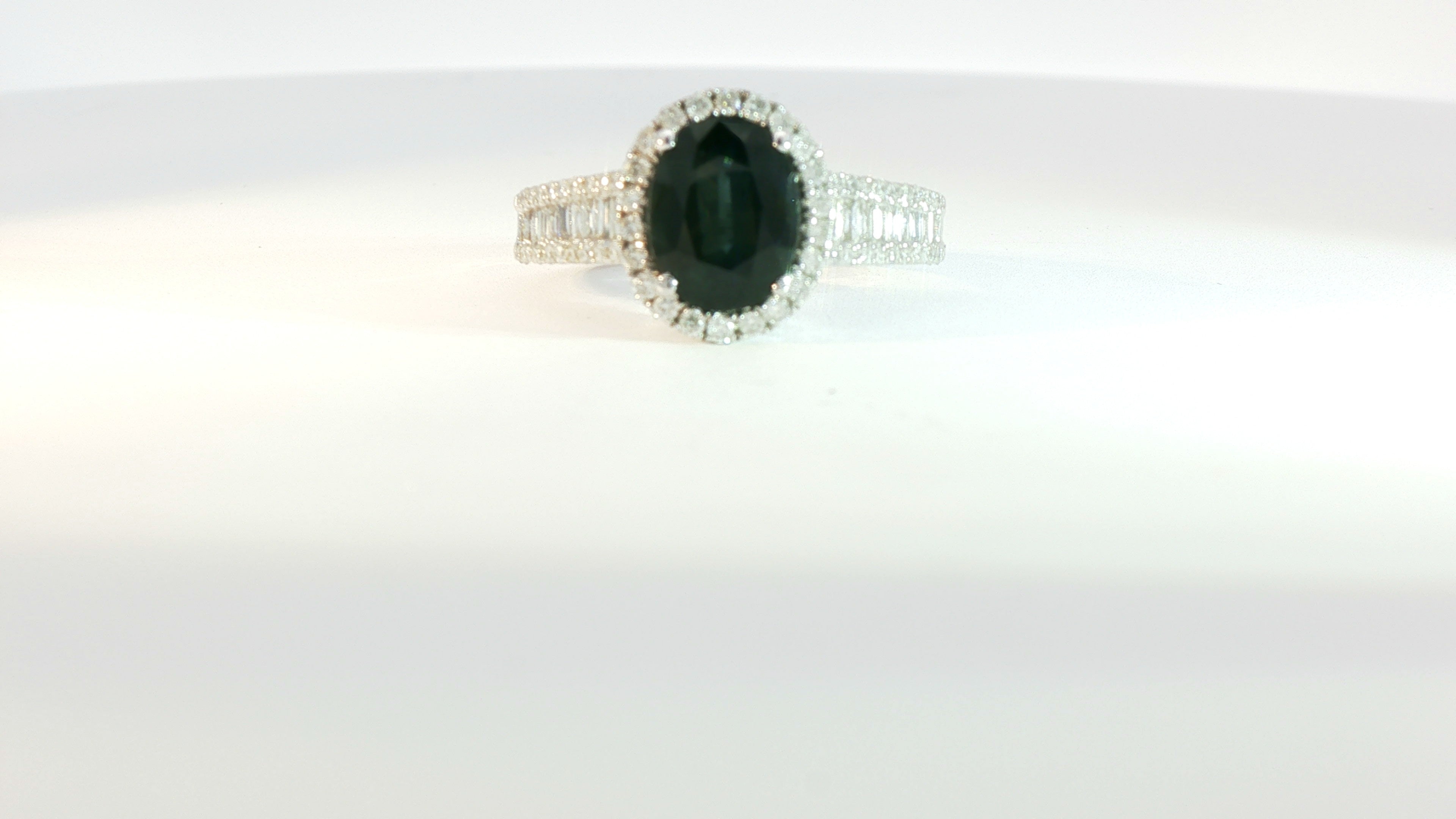 Diamond and Teal Ring .59cts Diamonds, 2.28ct Teal 14K White Gold