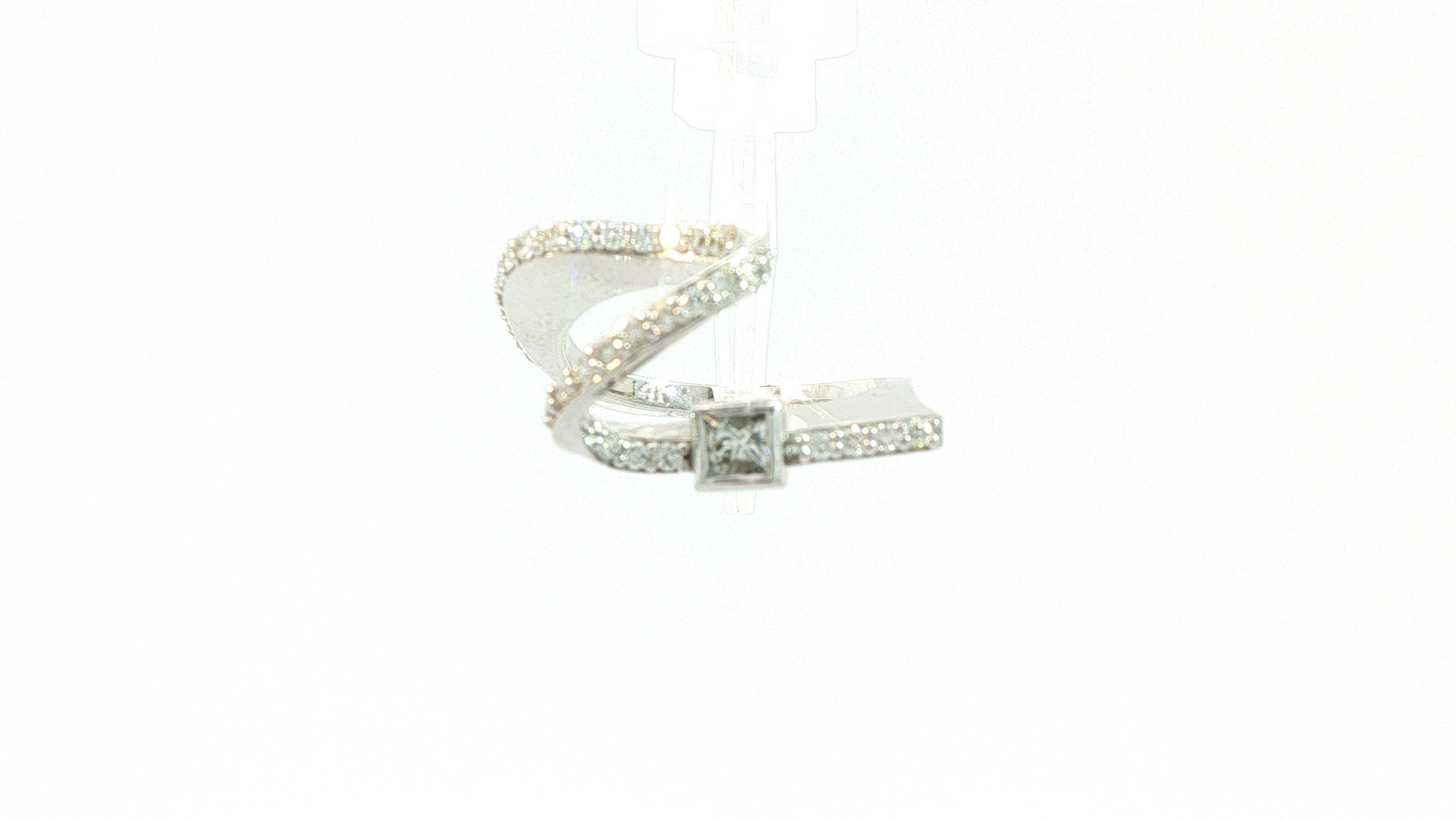 Diamond Fashion Ring .27cttw Round 14K White Gold<br>Princess 3x3