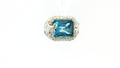 Blue Topaz and Diamond Fasion Ring 1.18cttw Round 14K White Gold<br>12x10 Blue Topaz