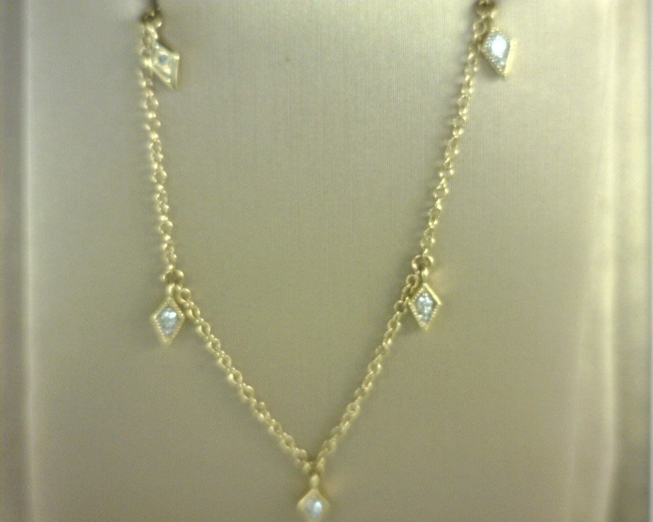 Gabriel NY 14K Yellow Gold Diamond Station Kite Droplet Necklace .05ctw S1792086