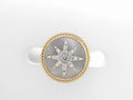 Gabriel NY 14K Yellow Gold Mother of Pearl Inlay and Diamond Starburst Signet Ring .14ctw