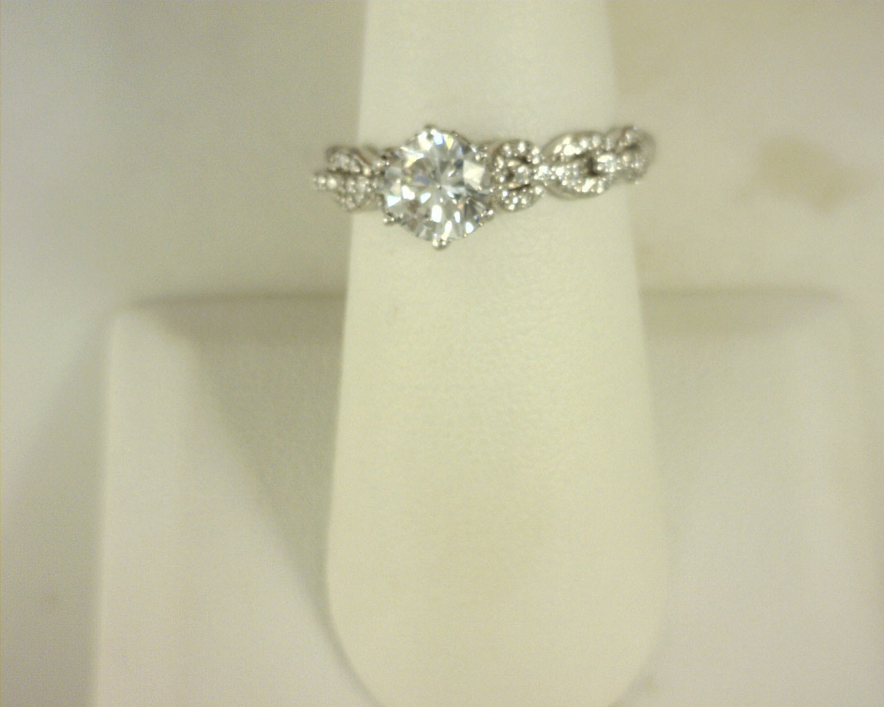 Diamond Ring .43cttw 14K White Gold<br>CZ Center
