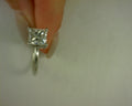Diamond Semi Mount Ring .14ct 14K White Gold set with a 3.14 non certified princess cut center