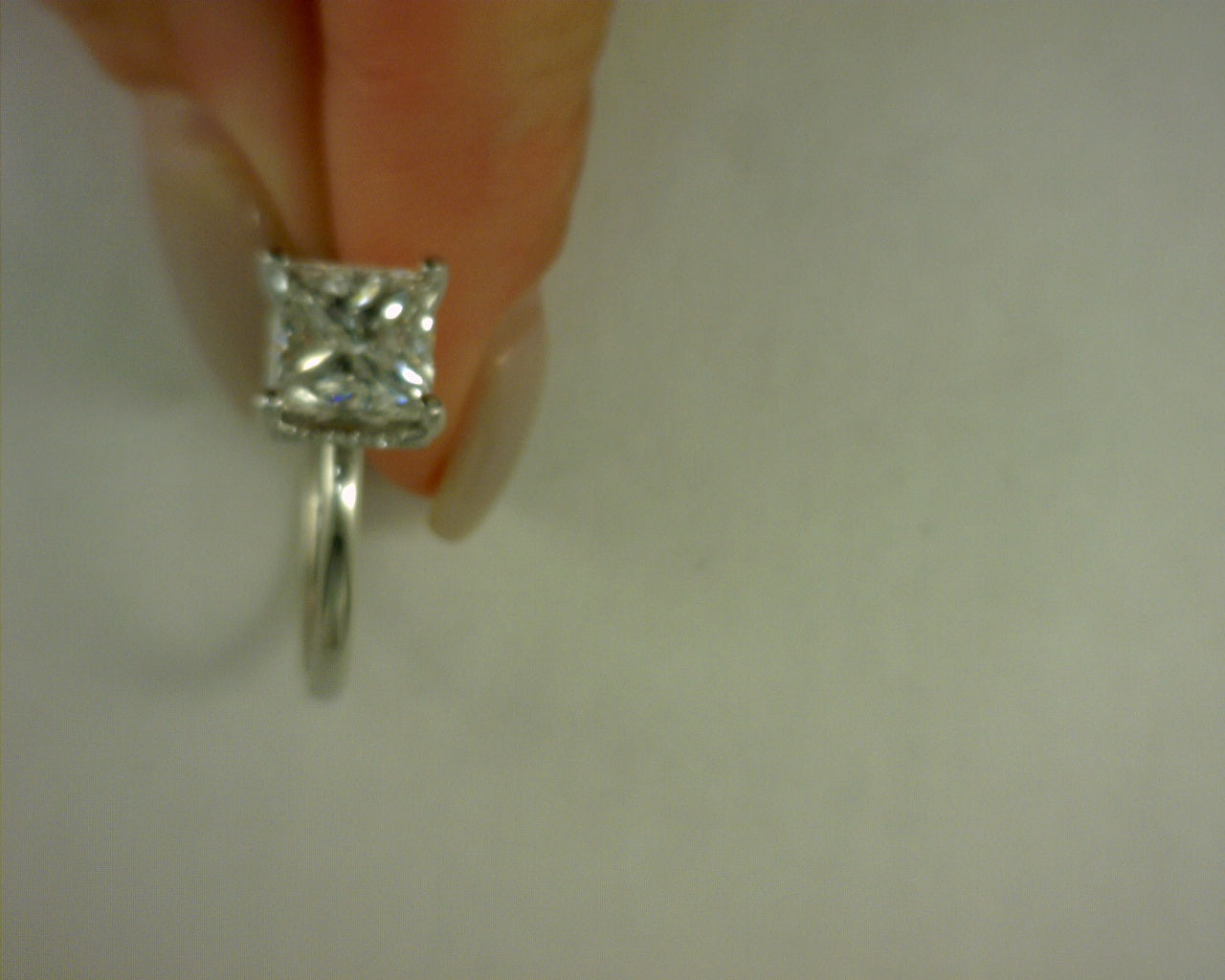 Diamond Semi Mount Ring .14ct 14K White Gold set with a 3.14 non certified princess cut center