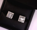 Lady's White 14 Karat Earrings (HALO ONLY, CZ CENTERSTONE)