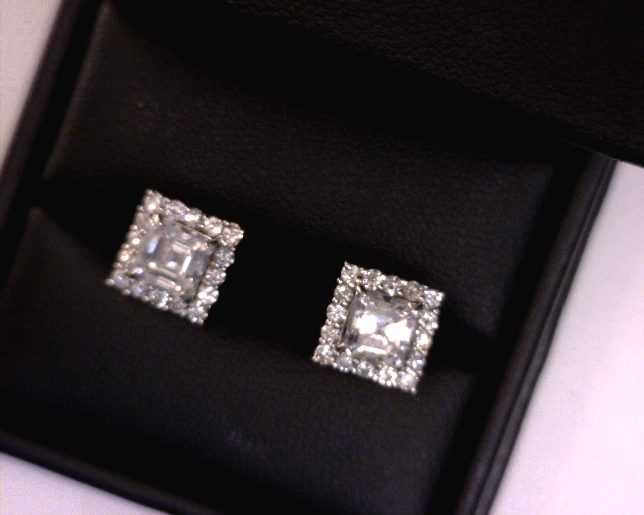 Lady's White 14 Karat Earrings (HALO ONLY, CZ CENTERSTONE)