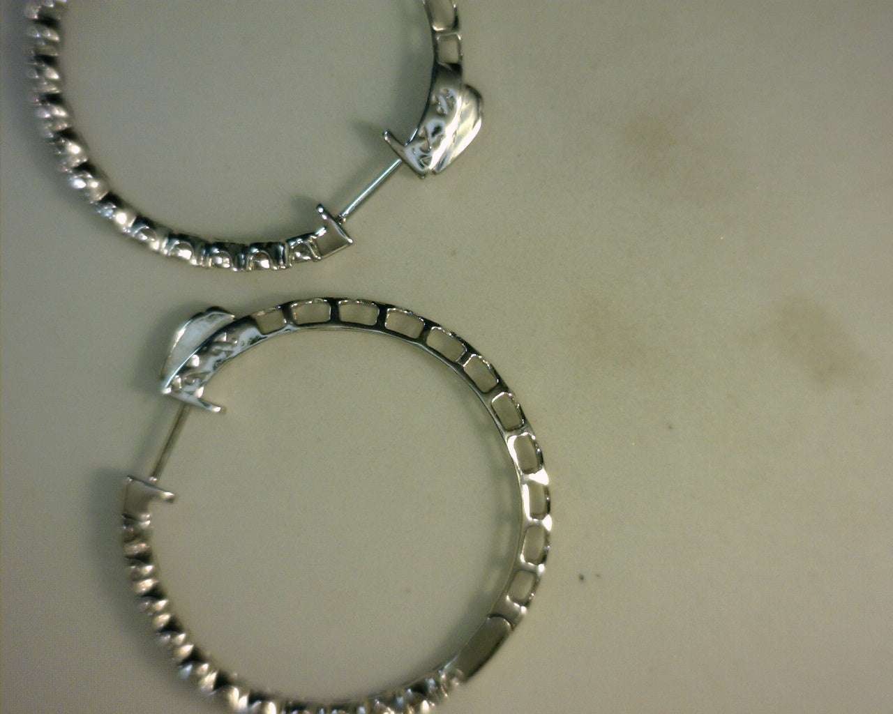 10KT WG .50CT Round Diamond Ladies Hoop Earrings