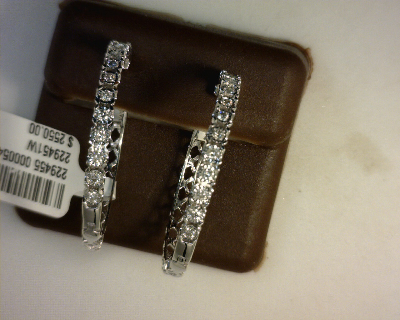 10K White Gold Diamond Ladies Hoop Earrings